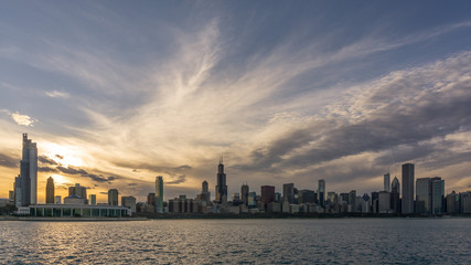 Fototapeta na wymiar The Chicago Skyline at Dusk