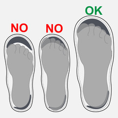 Bare foot on shoe sole with text 