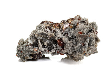 Macro stone mineral Sphalerite on a white background