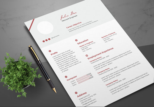 Resume Layout with Red Accents