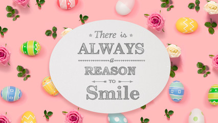 There is always a reason to smile with Easter eggs on a pink background