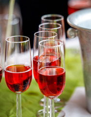 petite red drinks served at the beginning of a party