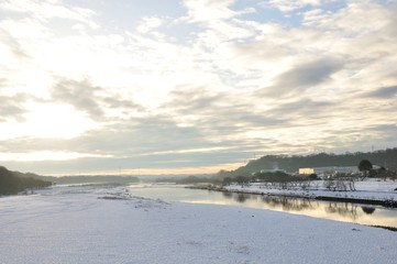 朝焼けの相模川