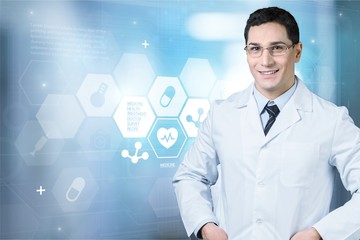 Handsome doctor portrait on white background