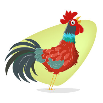 funny crowing rooster cartoon illustration