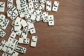 Domino chips with wooden background