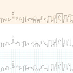 Fototapeta premium Suzhou Hand Drawn Skyline