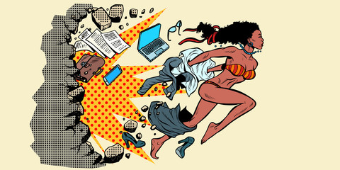 emancipation feminism liberation of african women concept, breaking the wall