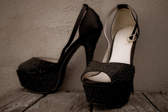 A photo of fashion beautiful women's shoes high-heeled shoes. - Powered by Adobe