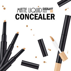 Beautiful Concealer Poster for the promotion of cosmetic premium product. Cosmetic ads for packaging  with liquid smear ink elements. Design of New Product.
