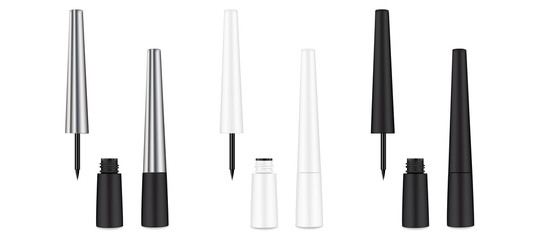 Eyeliner. Liquid 3d liner. Cosmetics template. Female cosmetic tube.