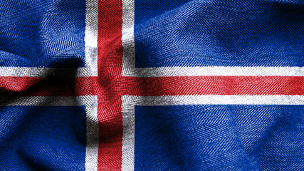 High resolution Iceland flag flowing with texture fabric detail