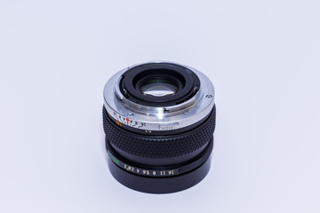 macro photo of  a vintage manual lenses of film era