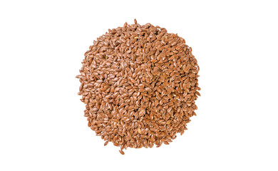 flax seed heap isolated on white background. nutrition. bio. natural food ingredient.top view.