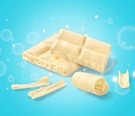 Sweet White Chocolate isolated on white background