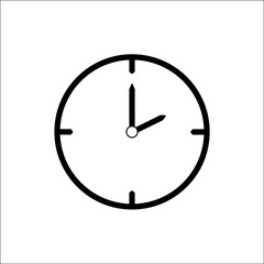 Black thin line clock icon (2 o'clock) - vector illustration