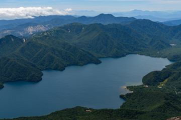 男体山から見た中禅寺湖