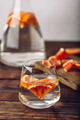 Water infused with red oranges