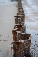 rusty steel on the beach