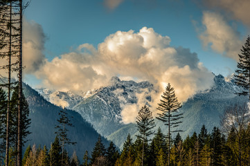 mountains and clouds