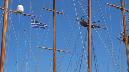 Masts of sailing ships. Greece