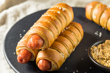 Homemade Pretzel Wrapped Hot Dog