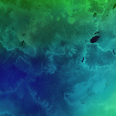 Colorful bright ink and watercolor texture on white paper background. Paint leaks and ombre effects. Hand painted abstract image.