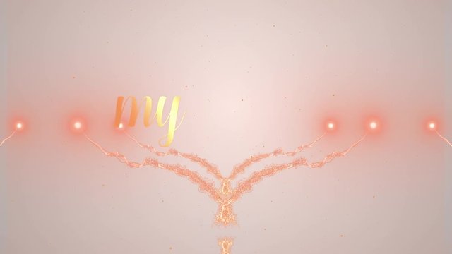 Amore Mio Love confession. Valentine's Day heart made of orange splash is appearing. Then the lettering appears. The heart is dispersing. Isolated on white background. Action. Animation. 4K.