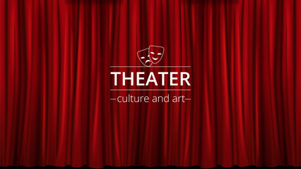 Background with red theater curtains closed