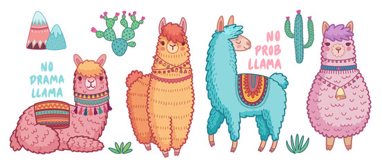 Cute Lamas with funny quotes. © avian