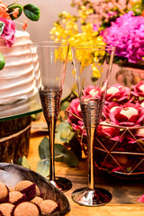 cake with candles and flowers