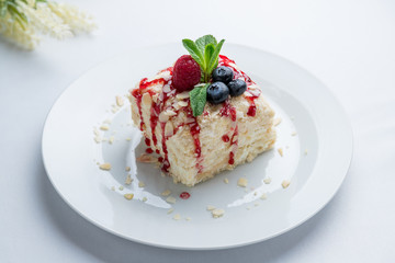 Napoleon dessert on plate