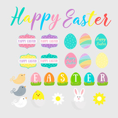 Set of children's vector illustrations for Easter.