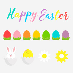 Set of children's vector illustrations for Easter.