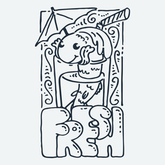 Cute little animal. Cartoon hand drawn vector illustration.