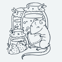 Cute little animal. Cartoon hand drawn vector illustration.