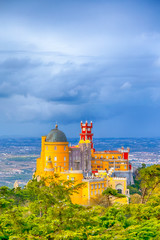 World Heritage. Ancient Pena Palace of King Family in Sintra, Portugal - obrazy, fototapety, plakaty