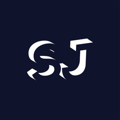 SJ Initial Letter logo in negative space vector template