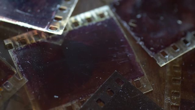 Close up of old vintage slide films