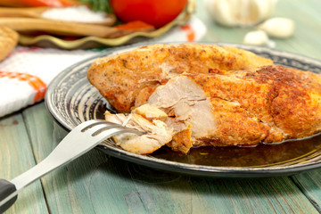 The baked chicken breast with spices