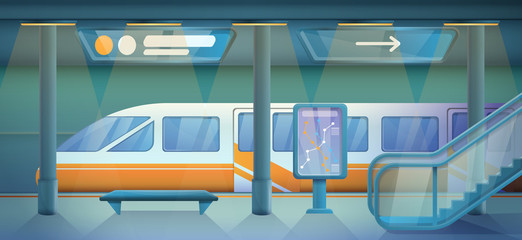 cartoon empty subway station, vector illustration © MKavalenkau