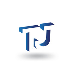 T J Initial Letter logo in negative space vector template