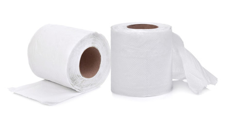 two roll toilet paper or tissue isolated on white background