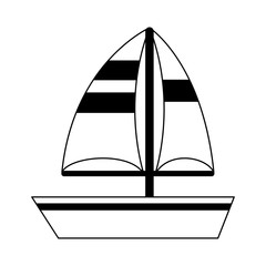 Sailboat ship symbol cartoon black and white