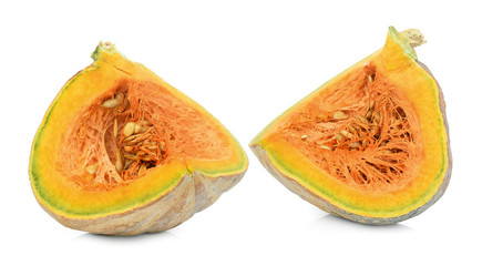 sliced pumpkin isolated on white background