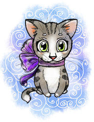 Little kitten with green eyes