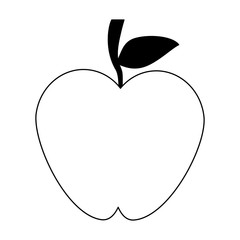 Apple fruit cartoon isolated black and white