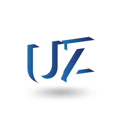 UZ Initial Letter logo in negative space vector template