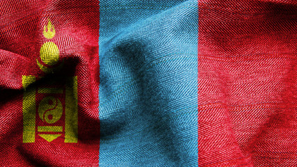 High resolution Mongolia flag flowing with texture fabric detail