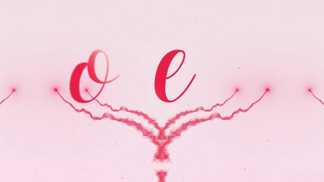 Valentine's Day heart made of pink splash is appearing. Then comes the lettering. The heart is dispersing. Isolated on light pink background. Forever together Share love. Action. Animation. 4K.